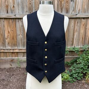 Vintage Italian Navy Wool Vest with Nautical Buttons S/M